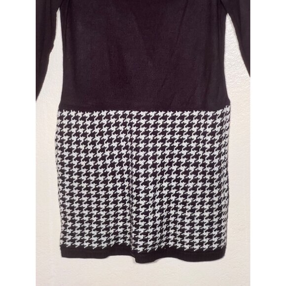 Venus Black & White Houndstooth Sweater Dress Large Long Sleeves & Shawl Neck - Picture 13 of 16